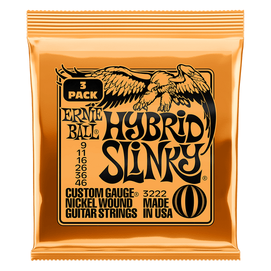 ERNIE BALL Hybrid Slinky Nickel Wound Electric Guitar Strings 9-46 Gauge - 3 Pack P03222