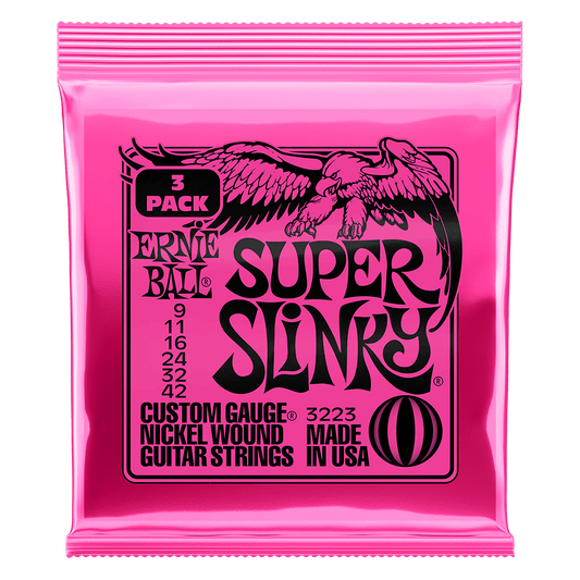 ERNIE BALL Super Slinky Nickel Wound Electric Guitar Strings 9-42 Gauge - 3 Pack P03223