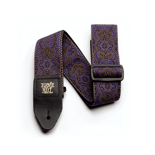 Classic Jacquard Guitar Strap/Bass Strap - Purple Paisley