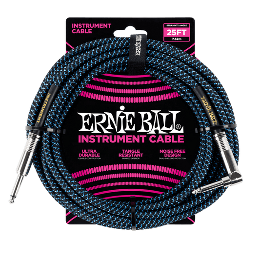 Braided Instrument Cable Straight/Angle 25ft - Black/Blue