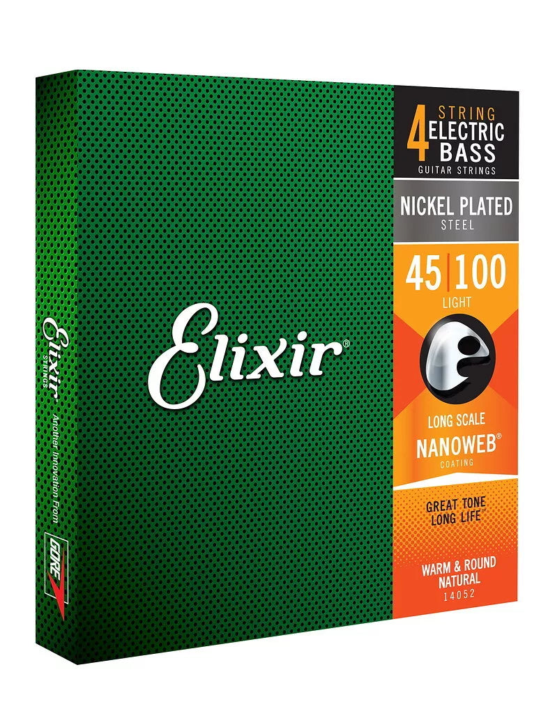 Elixir 14052 Nanoweb Nickel Electric Bass Strings, Light 45-100
