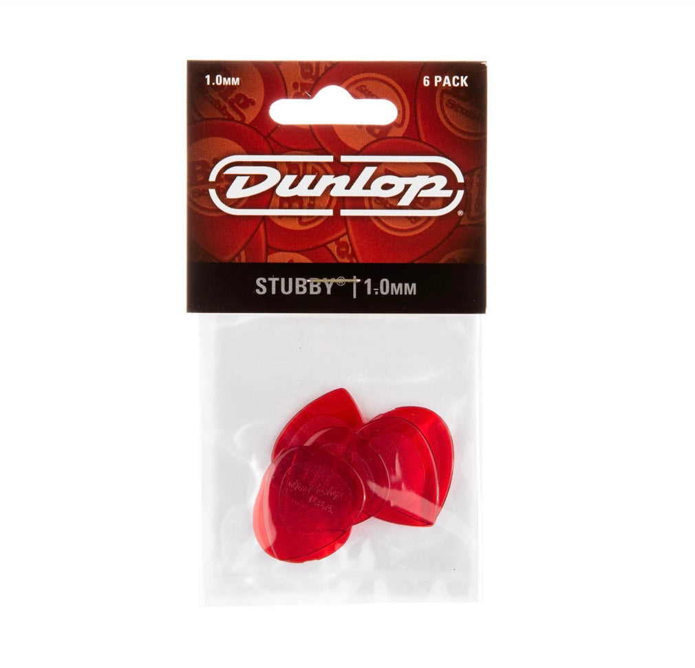 DUNLOP 474P1.0 STUBBY, RED, 1.0MM, 6/PLAYER'S PACK