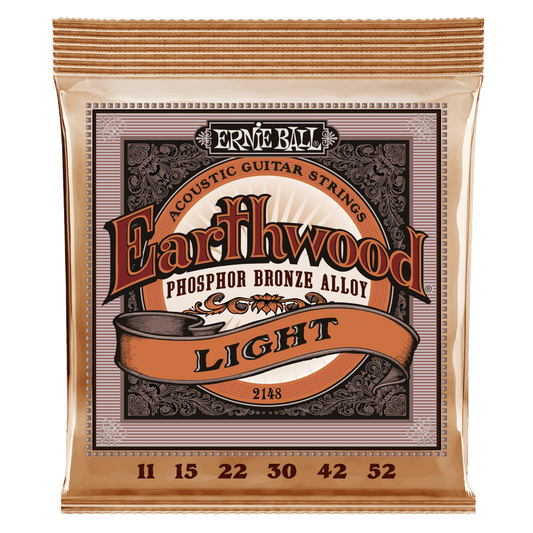 ERNIE BALL 2148 EARTHWOOD LIGHT PHOSPHOR BRONZE ACOUSTIC GUITAR STRINGS - 11-52