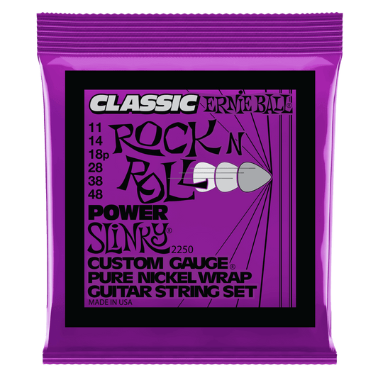 ERNIE BALL Power Slinky Classic Rock n Roll Pure Nickel Wrap Electric Guitar Strings 11-48 Gauge P02250