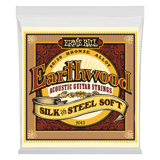 ERNIE BALL 2045 EARTHWOOD SILK & STEEL SOFT 80/20 BRONZE ACOUSTIC GUITAR STRINGS - 11-52