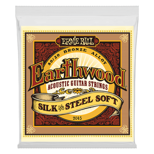 ERNIE BALL Soft Earthwood 80/20 Bronze Silk & Steel Acoustic Guitar Strings 11-52 Gauge P02045