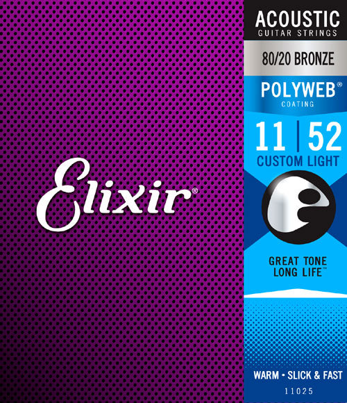 Elixir 11025 Polyweb Custom Light .11-.52 Acoustic Guitar Strings